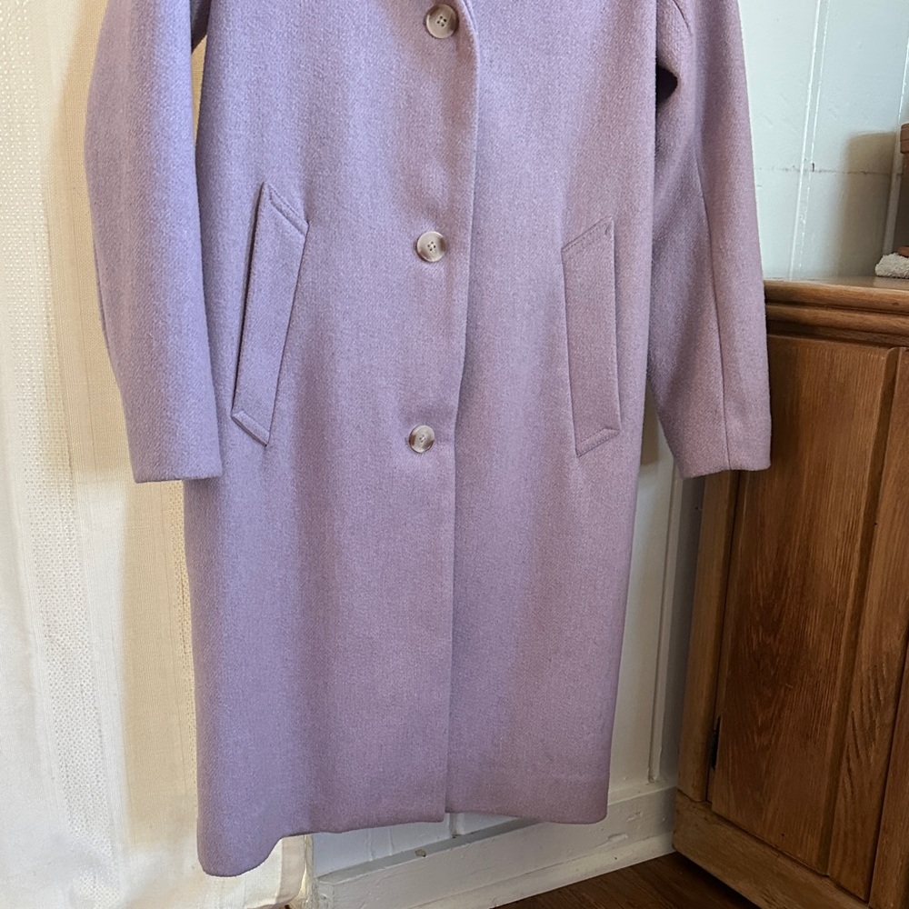 Abercrombie & Fitch Wool Blend Dad Coat Lavender XS - Picture 4 of 6